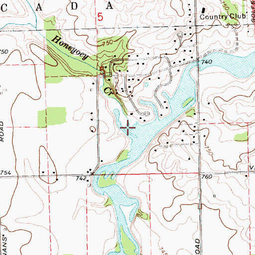 Topographic Map of Honeyoey Creek, MI