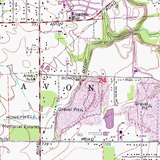 Topographic Map of Honeywell Ditch, MI