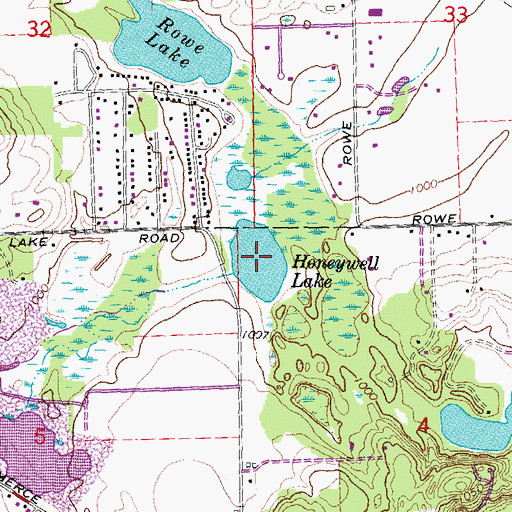 Topographic Map of Honeywell Lake, MI