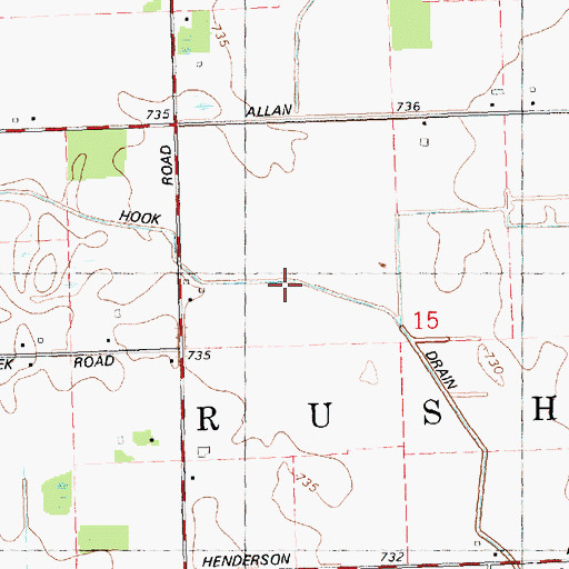 Topographic Map of Hook Drain, MI