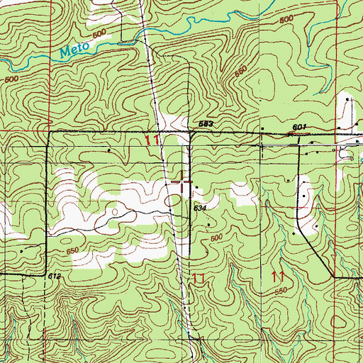 Topographic Map of Mount Meto School (historical), AR