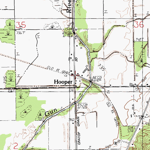 Topographic Map of Hooper, MI