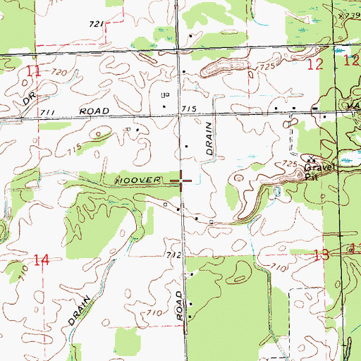 Topographic Map of Hoover Drain, MI