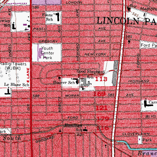 Topographic Map of Hoover School, MI