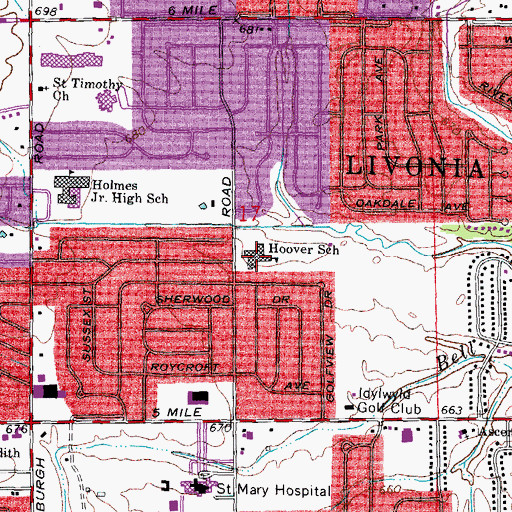 Topographic Map of Hoover School, MI