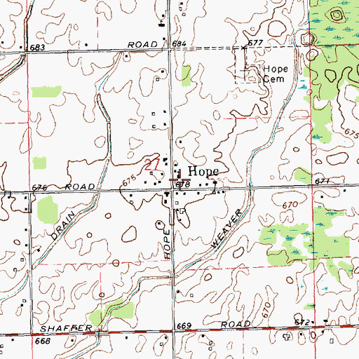 Topographic Map of Hope, MI