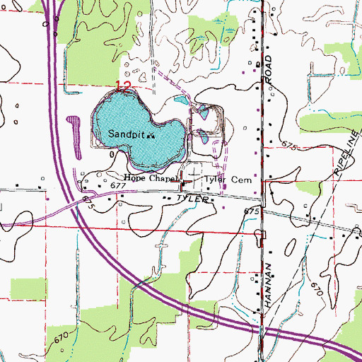 Topographic Map of Hope Chapel, MI