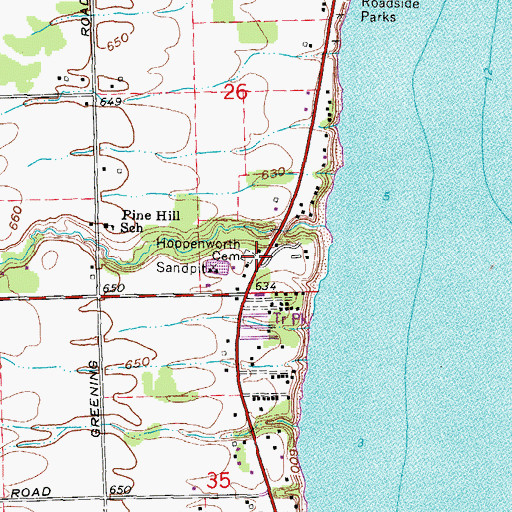 Topographic Map of Hoppenworth Cemetery, MI