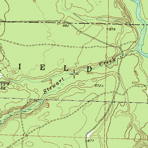 Topographic Map of Hoppy Creek, MI