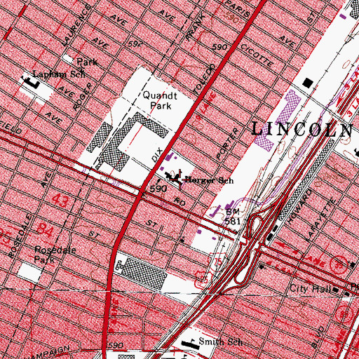Topographic Map of Horger School, MI