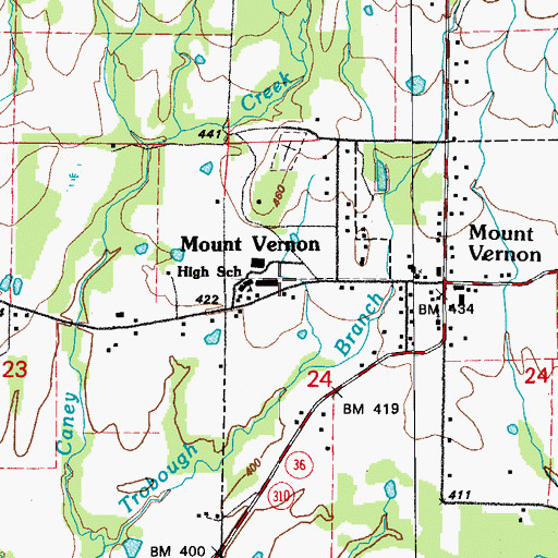Topographic Map of Mount Vernon Elementary School, AR
