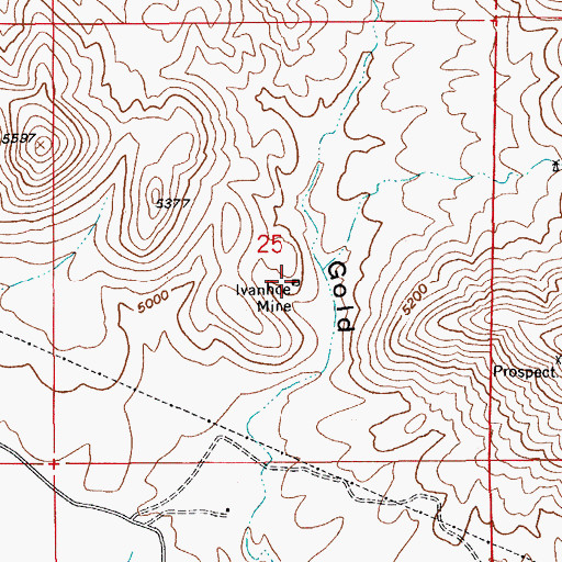 Topographic Map of Ivanhoe Mine, AZ