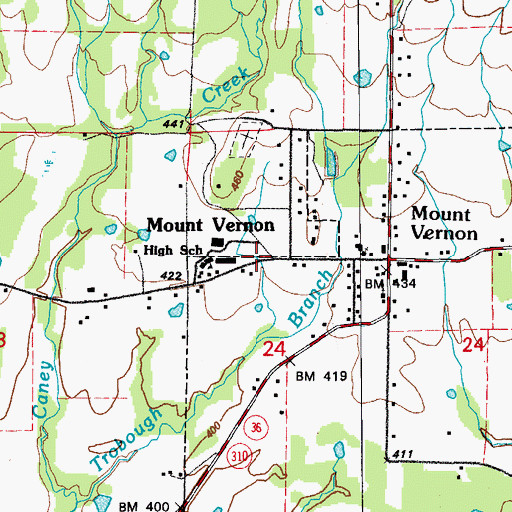 Topographic Map of Mount Vernon High School, AR