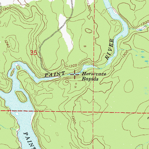 Topographic Map of Horserace Rapids, MI