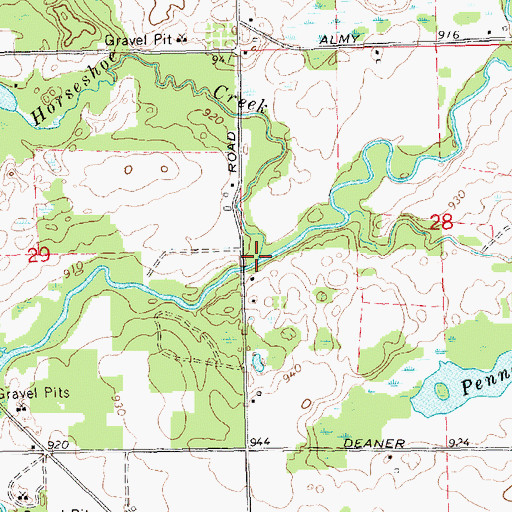 Topographic Map of Horseshoe Creek, MI