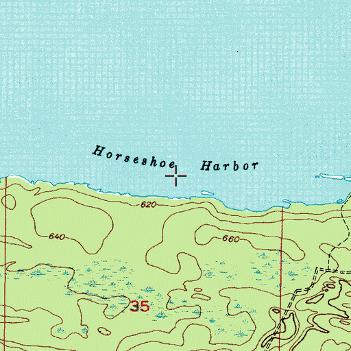 Topographic Map of Horseshoe Harbor, MI