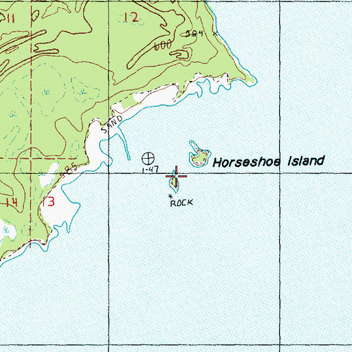 Topographic Map of Horseshoe Island, MI