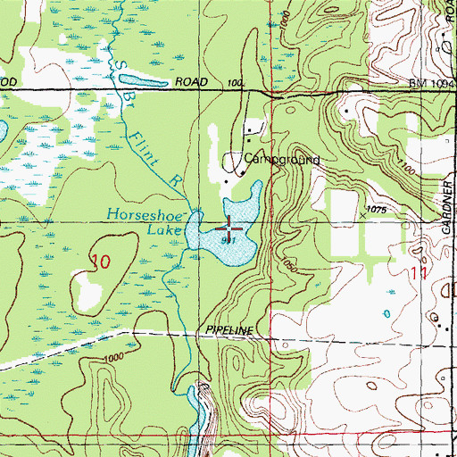 Topographic Map of Horseshoe Lake, MI