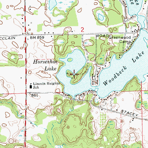 Topographic Map of Horseshoe Lake, MI