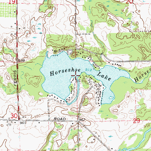 Topographic Map of Horseshoe Lake, MI