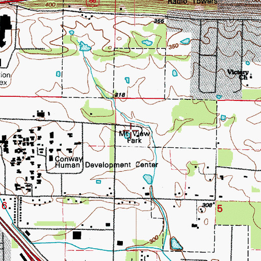 Topographic Map of Mountain View Park, AR
