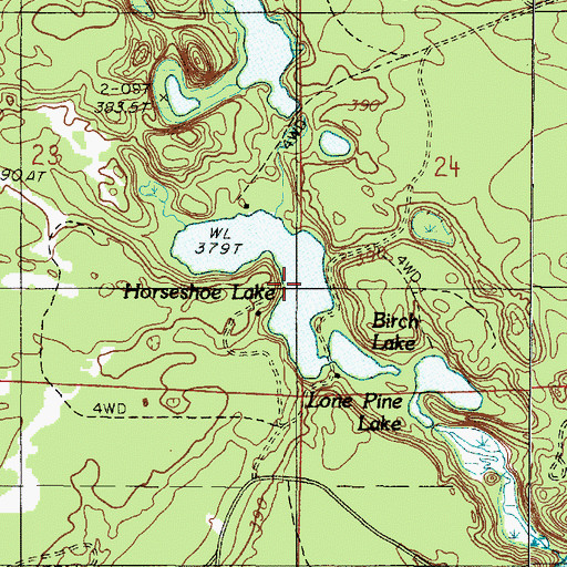 Topographic Map of Horseshoe Lake, MI