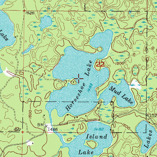 Topographic Map of Horseshoe Lake, MI