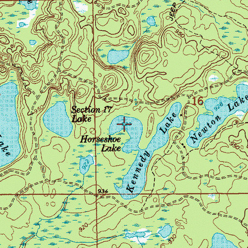 Topographic Map of Horseshoe Lake, MI