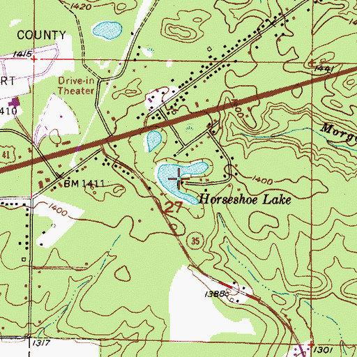 Topographic Map of Horseshoe Lake, MI
