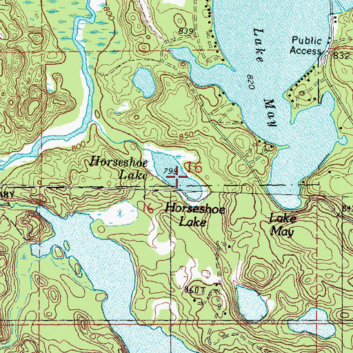 Topographic Map of Horseshoe Lake, MI