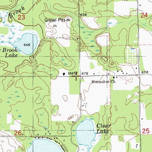 Topographic Map of Horseshoe School, MI