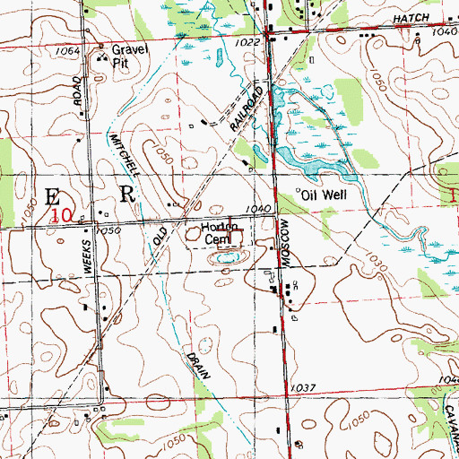 Topographic Map of Horton Cemetery, MI