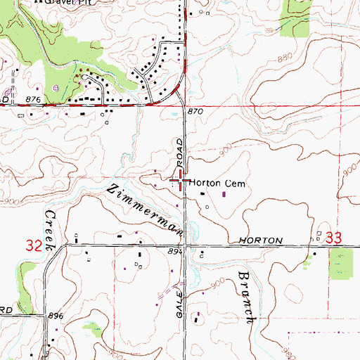 Topographic Map of Horton Cemetery, MI