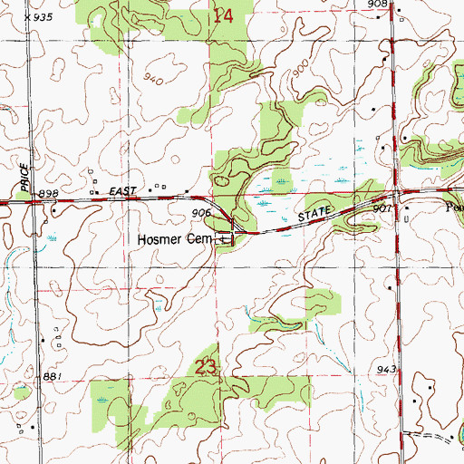 Topographic Map of Hosmer Cemetery, MI