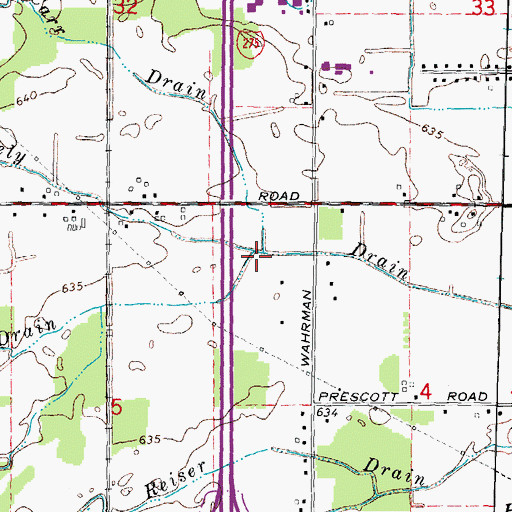 Topographic Map of Hosmer Drain, MI