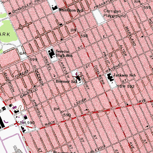 Topographic Map of Hosmer School, MI