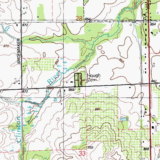 Topographic Map of Hough Cemetery, MI