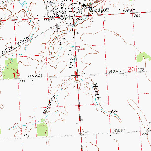 Topographic Map of Hough Drain, MI