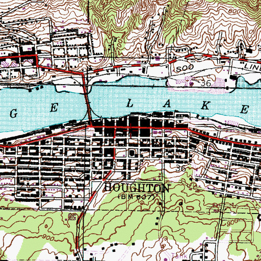 Topographic Map of Houghton, MI