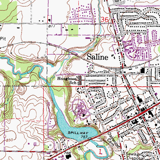 Topographic Map of Houghton School, MI