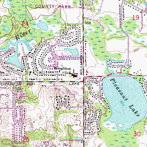Topographic Map of Houghton School, MI