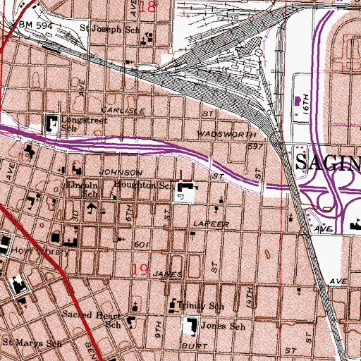 Topographic Map of Houghton School, MI