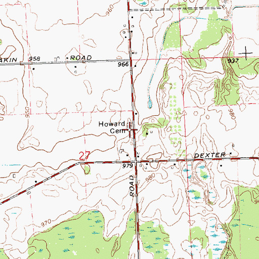 Topographic Map of Howard Cemetery, MI