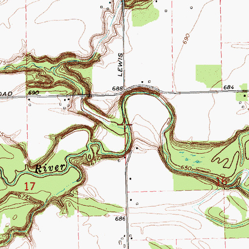 Topographic Map of Howard Creek, MI