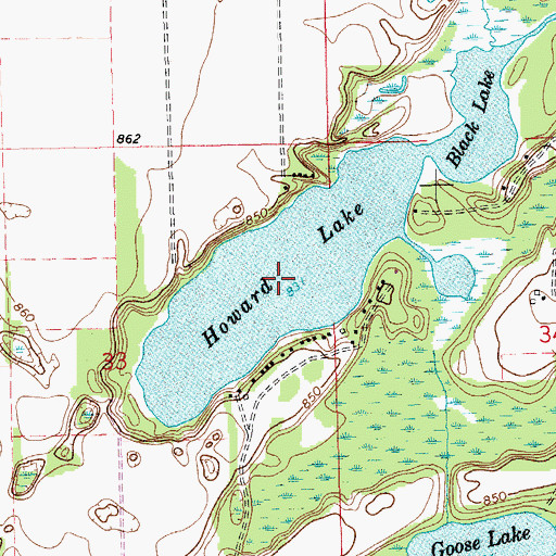 Topographic Map of Howard Lake, MI