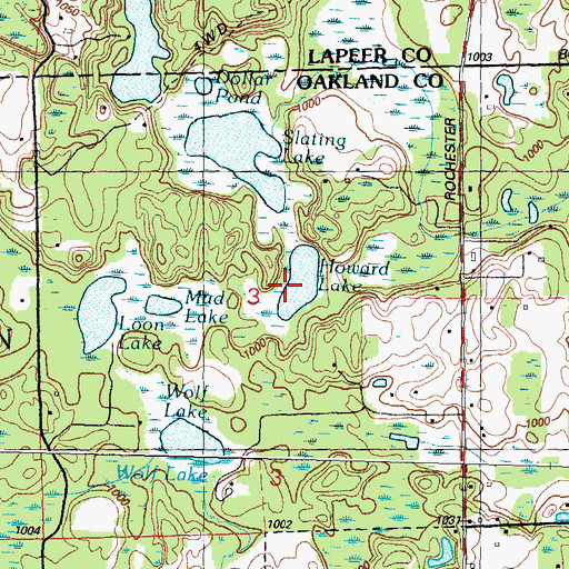 Topographic Map of Howard Lake, MI