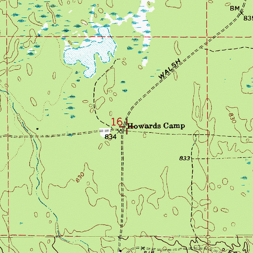 Topographic Map of Howards Camp, MI