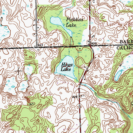 Topographic Map of Howe Lake, MI