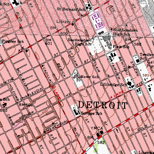 Topographic Map of Howe School, MI