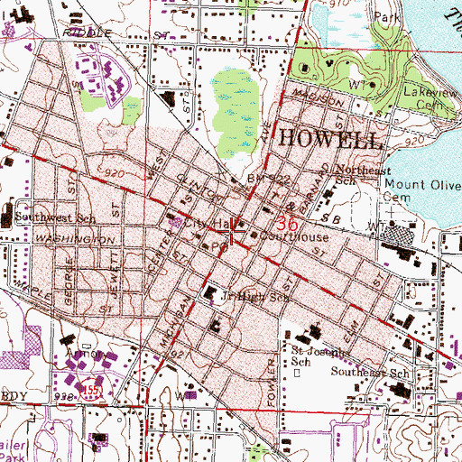 Topographic Map of Howell, MI